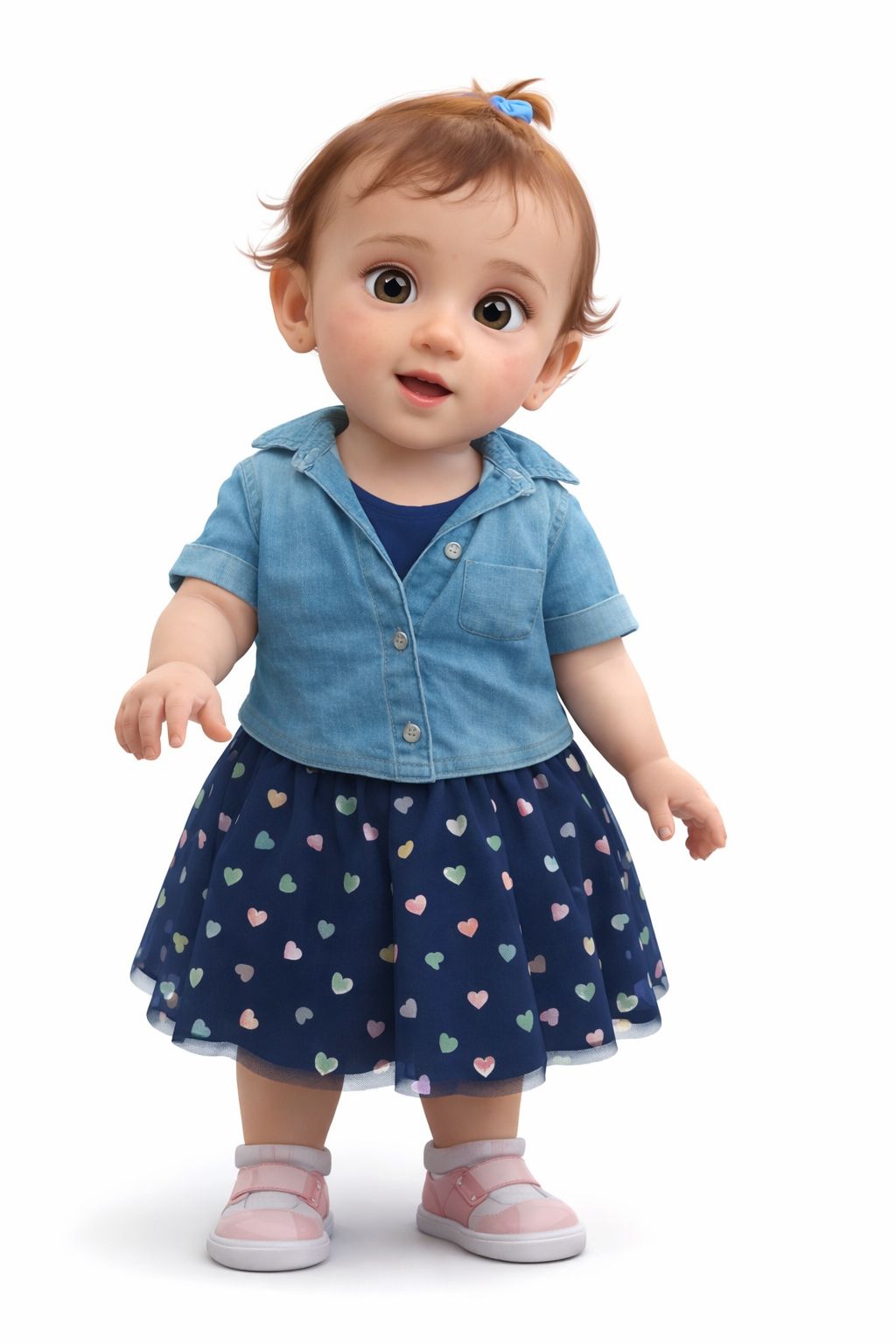 Niña color azul a mano